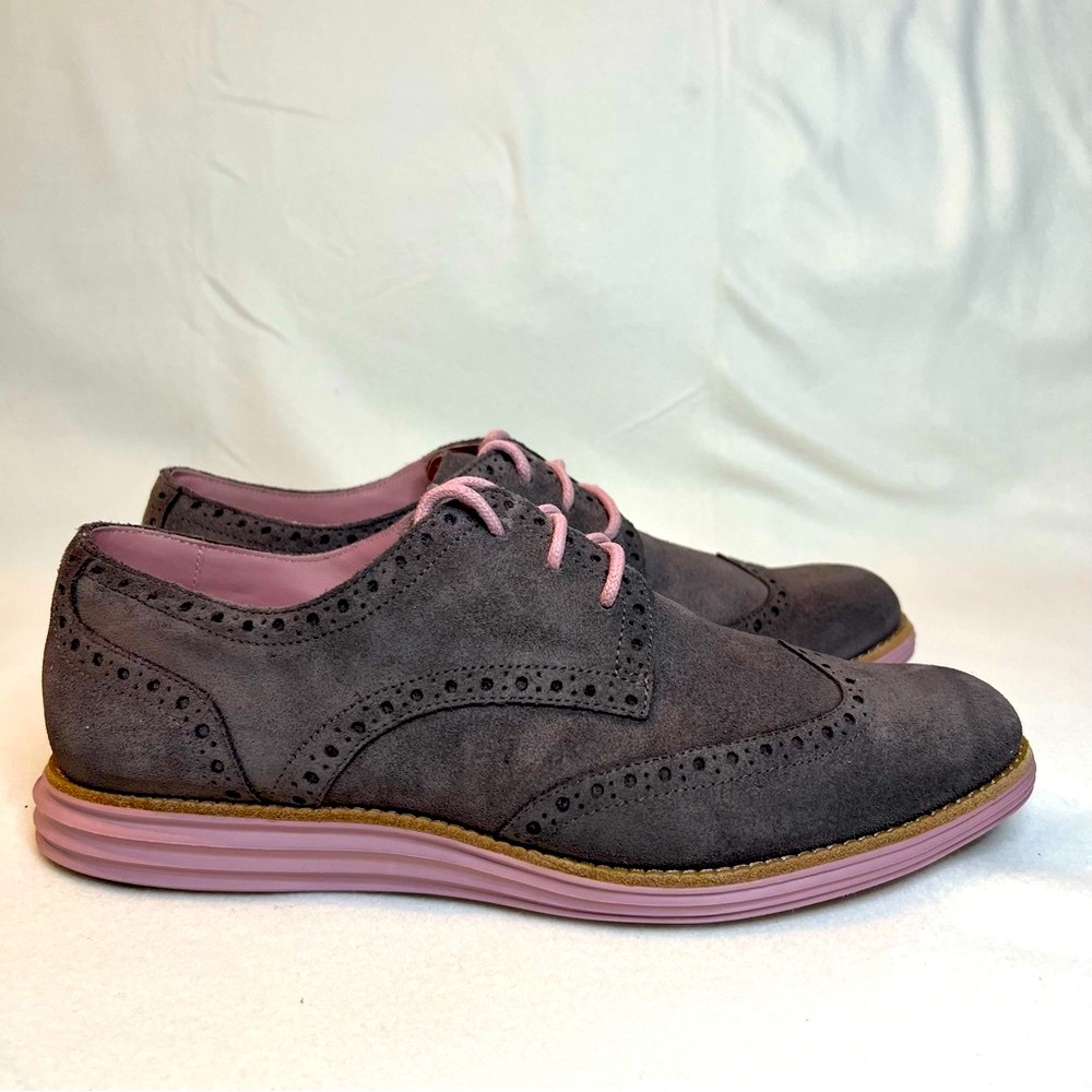 Cole Haan Lunargrand Gray and Pink Wingtip Oxford Shoes - Women’s